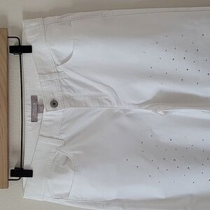 Chico's White Crop Jeans Embellished Sparkle Front Size 6